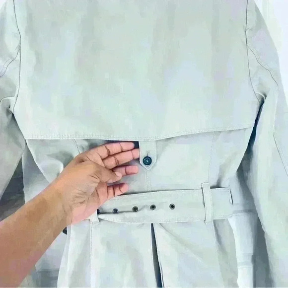 ZARA BEIGE DOUBLE BREAST TRENCH NYLON WATERPROOF  COAT SIZE XS - Picture 6 of 15